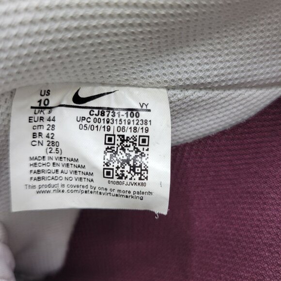 Nike Air Force 1 CJ8731 100 Low Mens Sneakers Size 10 White & Maroon - Picture 3 of 16